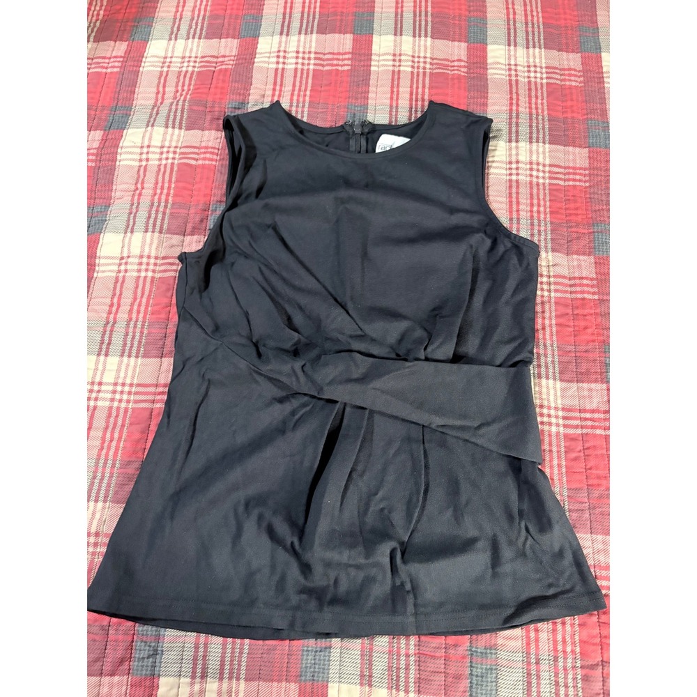 Nordstrom Rack Womens Small Black Twist Front Sleeveless Blouse Back Zip Top